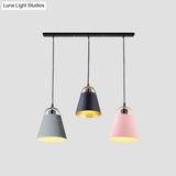 Contemporary Gray/Blue Metallic Pendant Light Fixture With 3 Bulbs For Living Room Ceiling