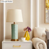Contemporary Green/Coffee Barrel Reading Book Light Stylish 1-Head Task Lighting With Fabric Shade