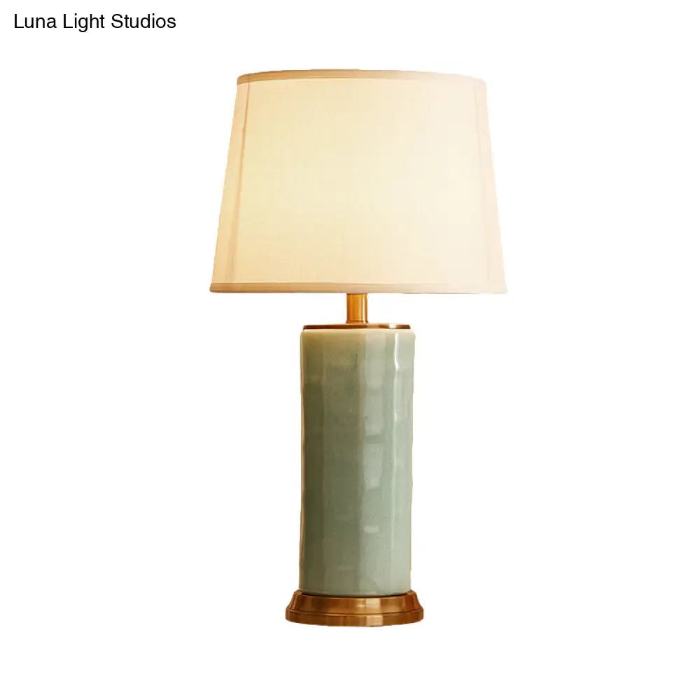 Contemporary Green/Coffee Barrel Reading Book Light Stylish 1-Head Task Lighting With Fabric Shade