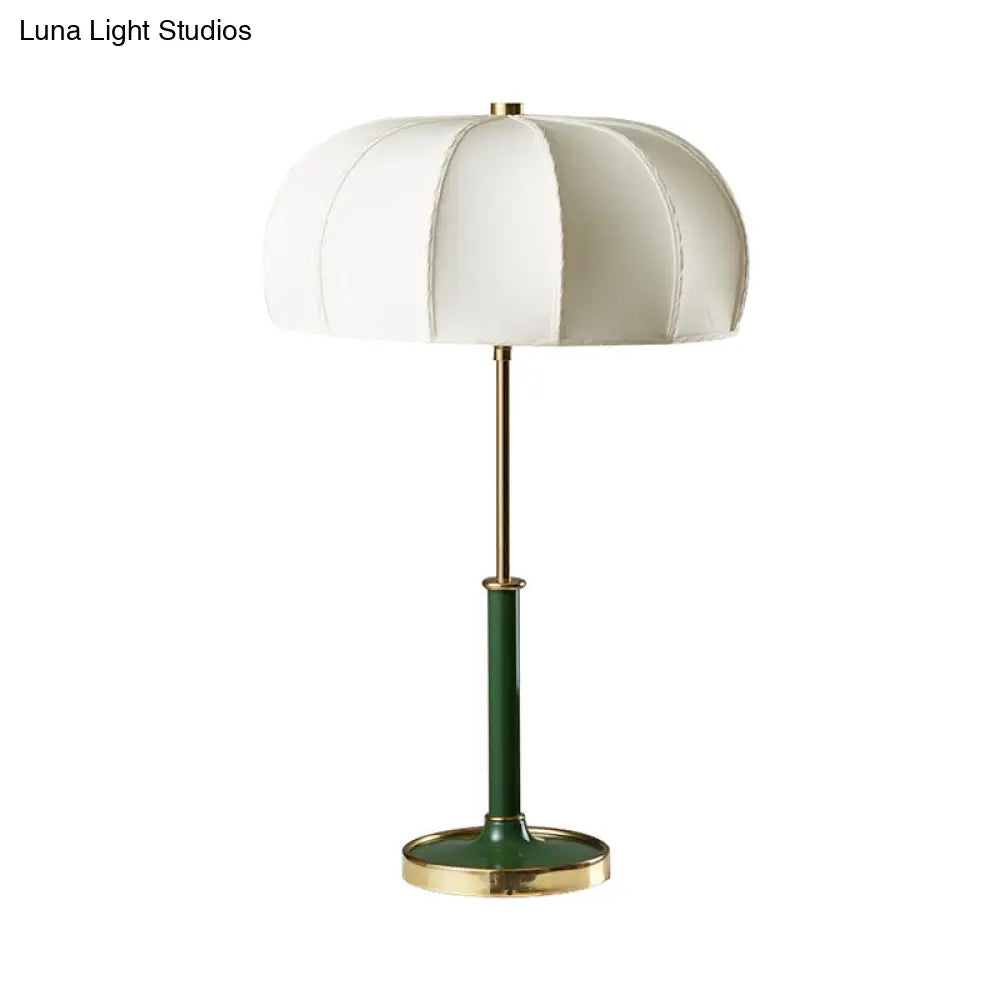Contemporary Green/White Fabric Table Lamp With Metal Base - Shaded Task Lighting 1 Head