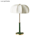Contemporary Green/White Fabric Table Lamp With Metal Base - Shaded Task Lighting 1 Head