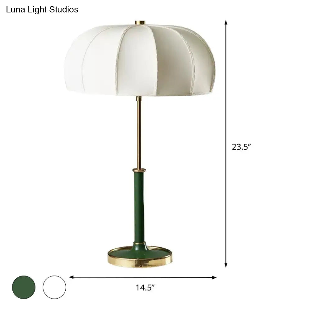 Contemporary Green/White Fabric Table Lamp With Metal Base - Shaded Task Lighting 1 Head