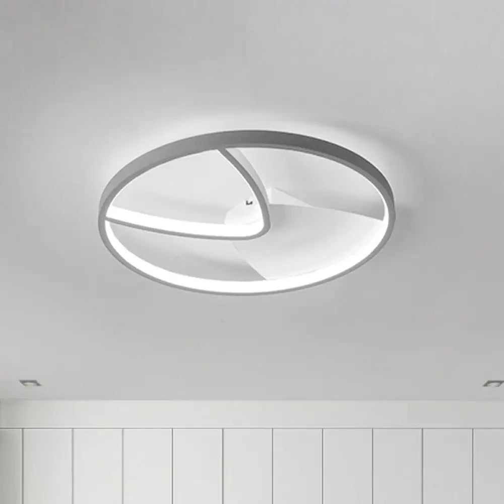 Contemporary Grey Metal V-Shaped Led Ceiling Light With Warm/White And Silica Gel Diffuser 16.5/20.5