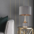 Contemporary Grey/White Cylinder Night Table Light - Fabric Nightstand Lighting For Living Room Grey