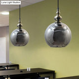 Contemporary Hammered Glass Pendant Light for Boutique Kitchen - 1 Bulb Globe Suspension Light