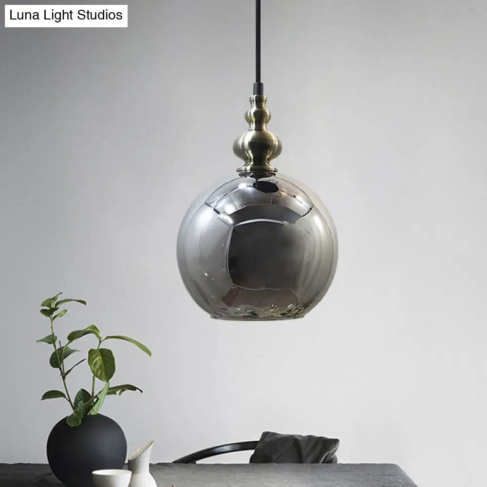 Contemporary Hammered Glass Pendant Light for Boutique Kitchen - 1 Bulb Globe Suspension Light