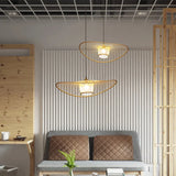 Contemporary Handcrafted Bamboo Pendant Light - Single-Bulb Wood Suspension Fixture / 23.5
