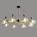 Contemporary Hanging Chandelier With Bowl Shaped Glass And Grip In Black-Brass For Restaurants 8 /