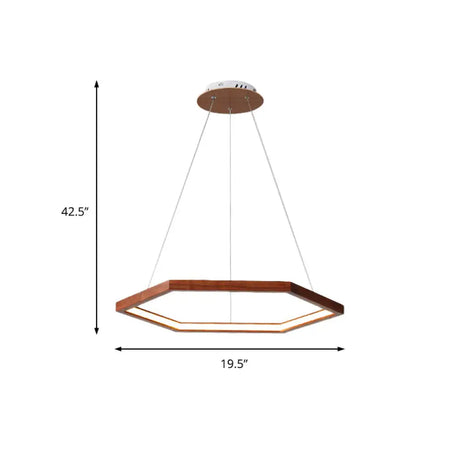 Contemporary Hexagonal Led Pendant Chandelier In Acrylic And Wood - 16/19.5/23.5 Wide