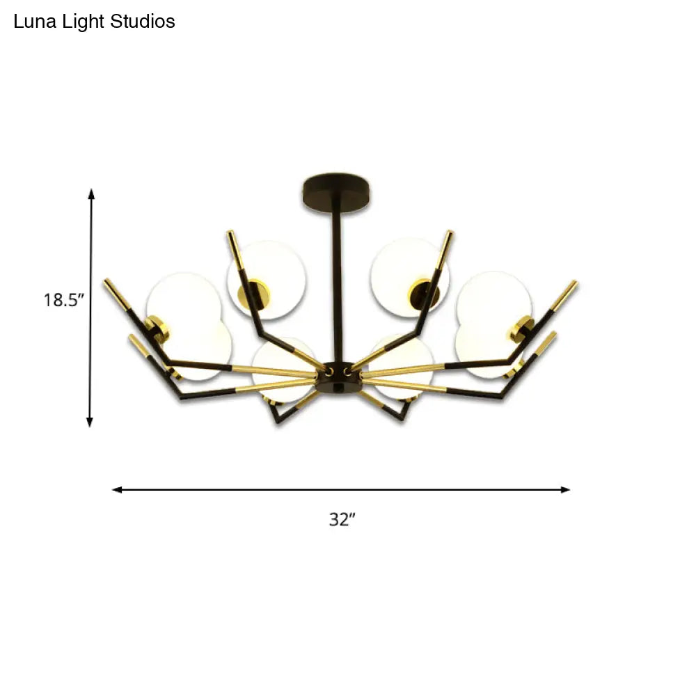 Contemporary Iron Claw Chandelier With White Glass Shade - 6/8/10 Lights Pendant