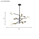Contemporary Iron Led Chandelier - 10/12-Head Ceiling Pendant With Glass Ball Shade