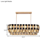 Contemporary Island Ceiling Lamp With Clear Crystal Prisms And Black Triangle Ornament