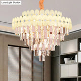 Contemporary Layered Ceiling Chandelier - Clear Crystal 12/16/22 Lights Ideal For Living Room Down
