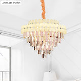 Contemporary Layered Ceiling Chandelier - Clear Crystal 12/16/22 Lights Ideal For Living Room Down