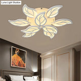 Contemporary Leaf Acrylic Flushmount Light Fixture - Led Ceiling In White/Warm/Natural (6/9/12