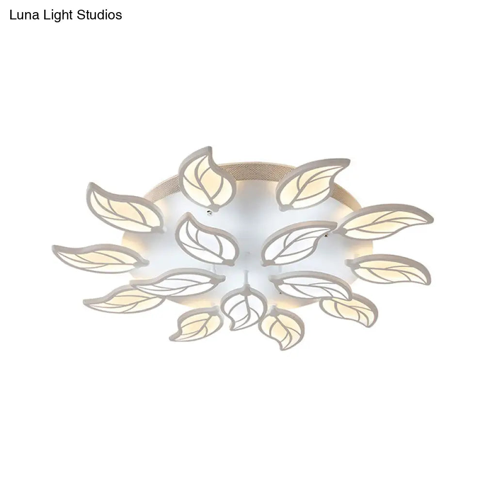 Contemporary Leaf Acrylic Flushmount Light Fixture - Led Ceiling In White/Warm/Natural (6/9/12