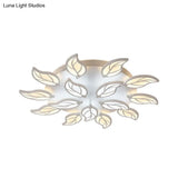 Contemporary Leaf Acrylic Flushmount Light Fixture - Led Ceiling In White/Warm/Natural (6/9/12