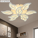 Contemporary Leaf Acrylic Flushmount Light Fixture - Led Ceiling In White/Warm/Natural (6/9/12