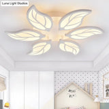 Contemporary Leaf Acrylic Flushmount Light Fixture - Led Ceiling In White/Warm/Natural (6/9/12