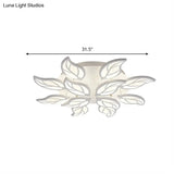 Contemporary Leaf Acrylic Flushmount Light Fixture - Led Ceiling In White/Warm/Natural (6/9/12
