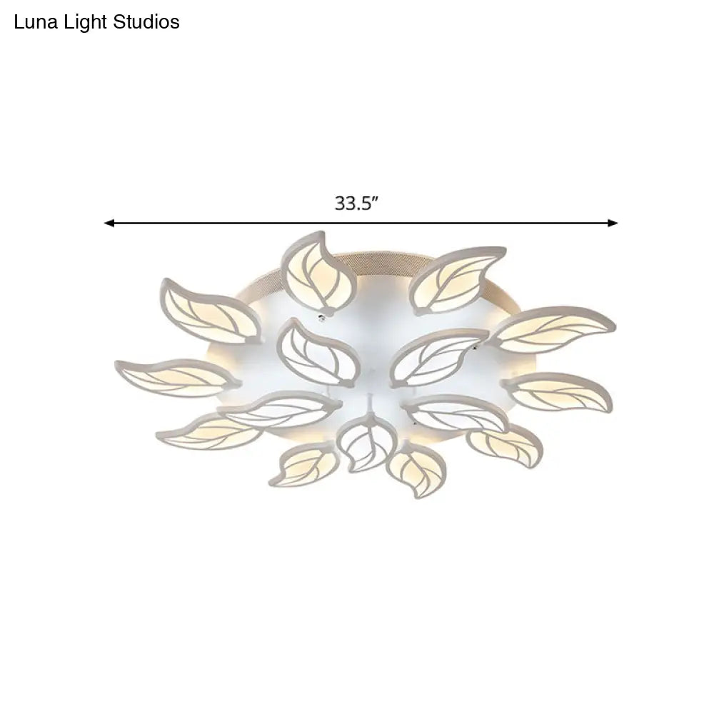 Contemporary Leaf Acrylic Flushmount Light Fixture - Led Ceiling In White/Warm/Natural (6/9/12