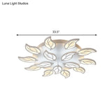 Contemporary Leaf Acrylic Flushmount Light Fixture - Led Ceiling In White/Warm/Natural (6/9/12