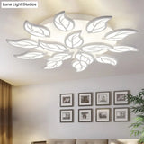 Contemporary Leaf Acrylic Flushmount Light Fixture - Led Ceiling In White/Warm/Natural (6/9/12