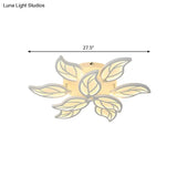 Contemporary Leaf Acrylic Flushmount Light Fixture - Led Ceiling In White/Warm/Natural (6/9/12