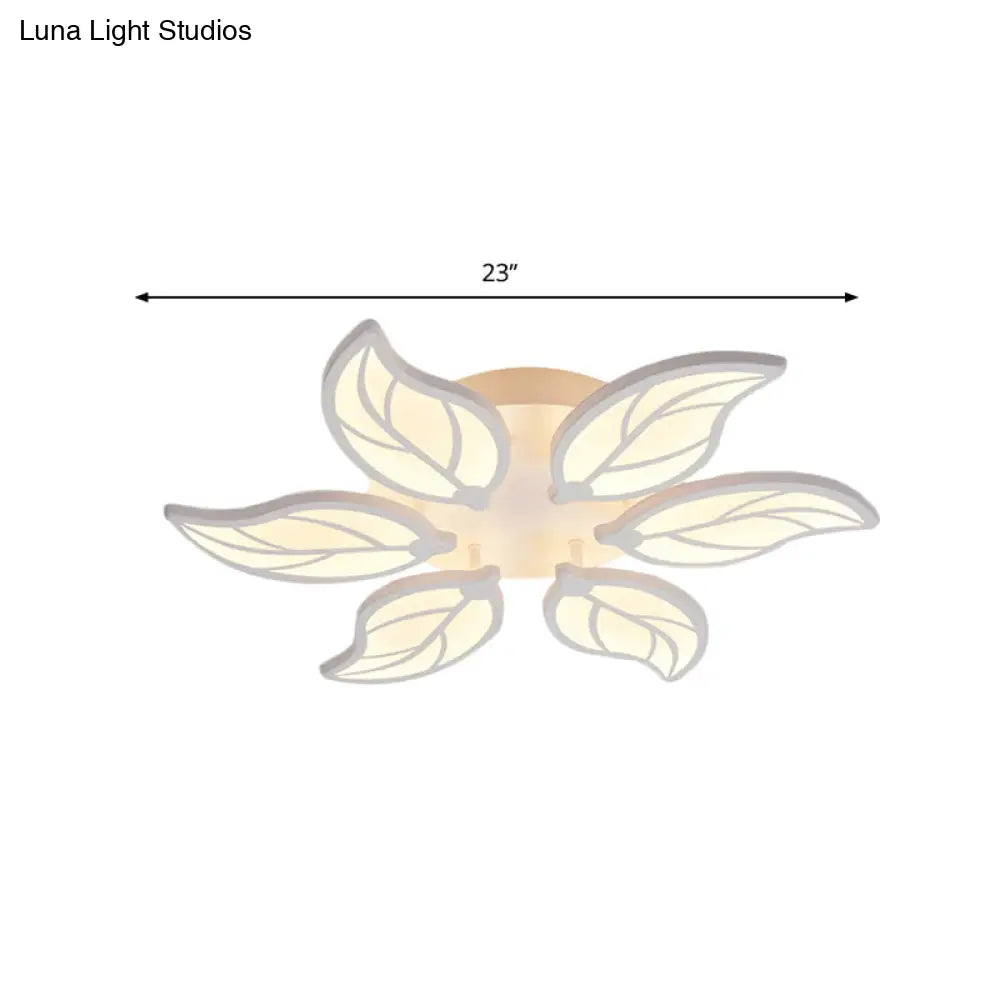 Contemporary Leaf Acrylic Flushmount Light Fixture - Led Ceiling In White/Warm/Natural (6/9/12
