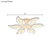 Contemporary Leaf Acrylic Flushmount Light Fixture - Led Ceiling In White/Warm/Natural (6/9/12