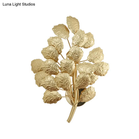 Contemporary Leaf Wall Sconce With Dark Coffee/Gold Finish - Perfect For Living Room Lighting