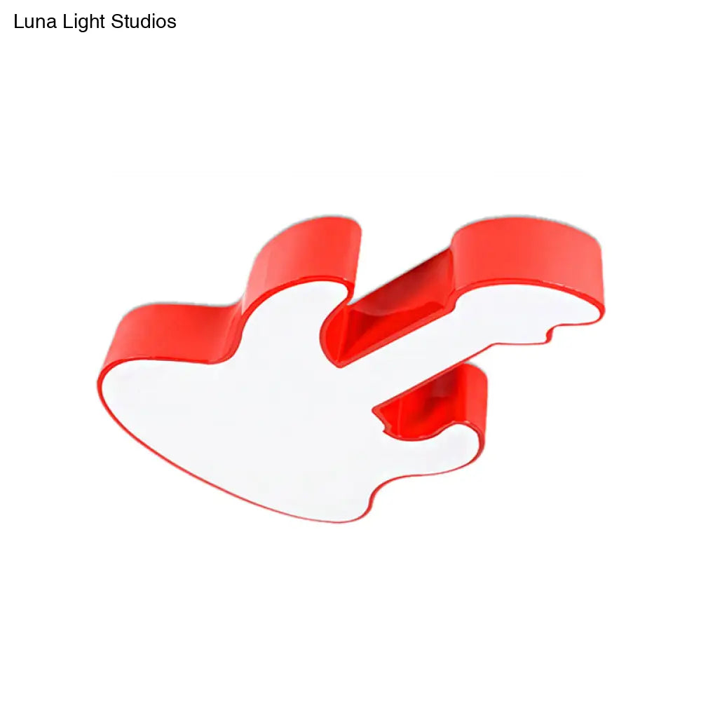 Contemporary Led Acrylic Ceiling Lamp In Red/Orange For Kindergarten - Warm/White Light