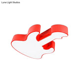 Contemporary Led Acrylic Ceiling Lamp In Red/Orange For Kindergarten - Warm/White Light