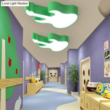 Contemporary Led Acrylic Ceiling Lamp In Red/Orange For Kindergarten - Warm/White Light