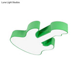 Contemporary Led Acrylic Ceiling Lamp In Red/Orange For Kindergarten - Warm/White Light