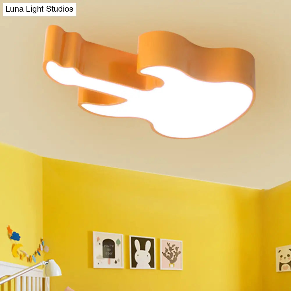 Contemporary Led Acrylic Ceiling Lamp In Red/Orange For Kindergarten - Warm/White Light