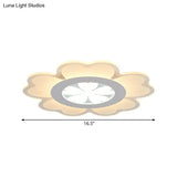 Contemporary Led Acrylic Flush Mount Lamp - White Floral Light Fixture For Living Room