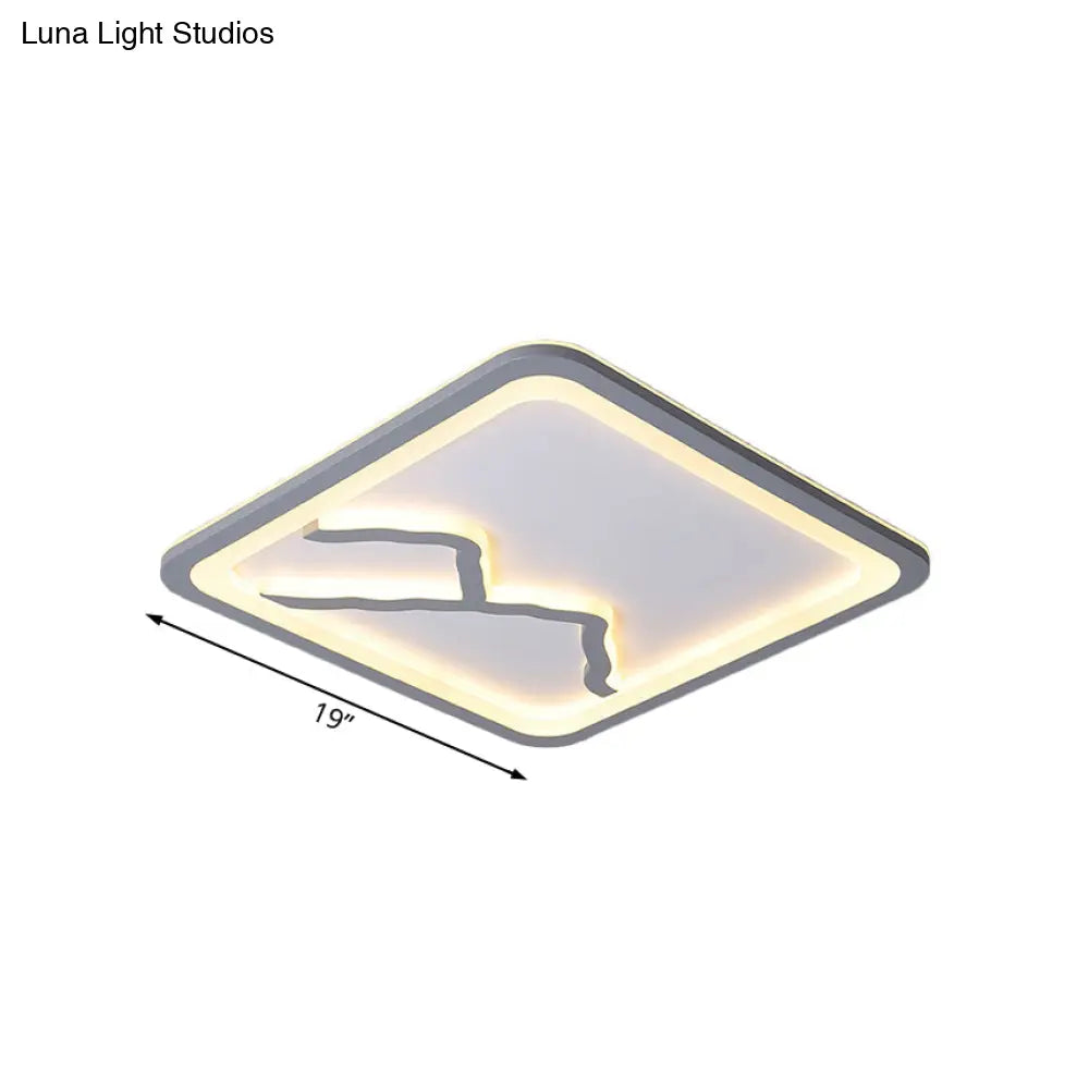 Contemporary Led Acrylic Flush Mount Light In White/Warm - Square/Rectangle 19.5’/23.5’/35.5’ Wide