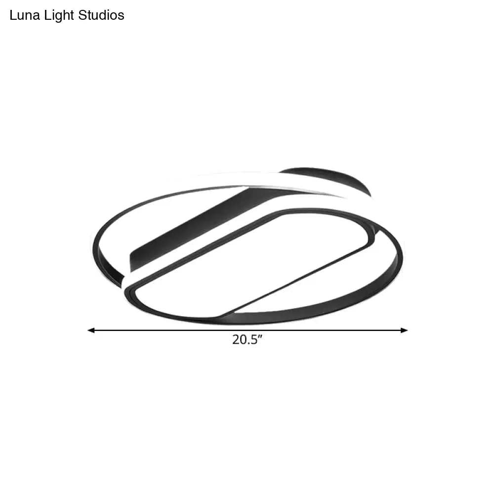 Contemporary Led Acrylic Flush Mount Lighting Black Ring And Rectangle Design