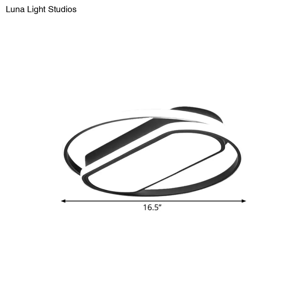 Contemporary Led Acrylic Flush Mount Lighting Black Ring And Rectangle Design