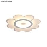 Contemporary Led Acrylic Flushmount Ceiling Lamp - White Flower Design Stepless Remote Dimming