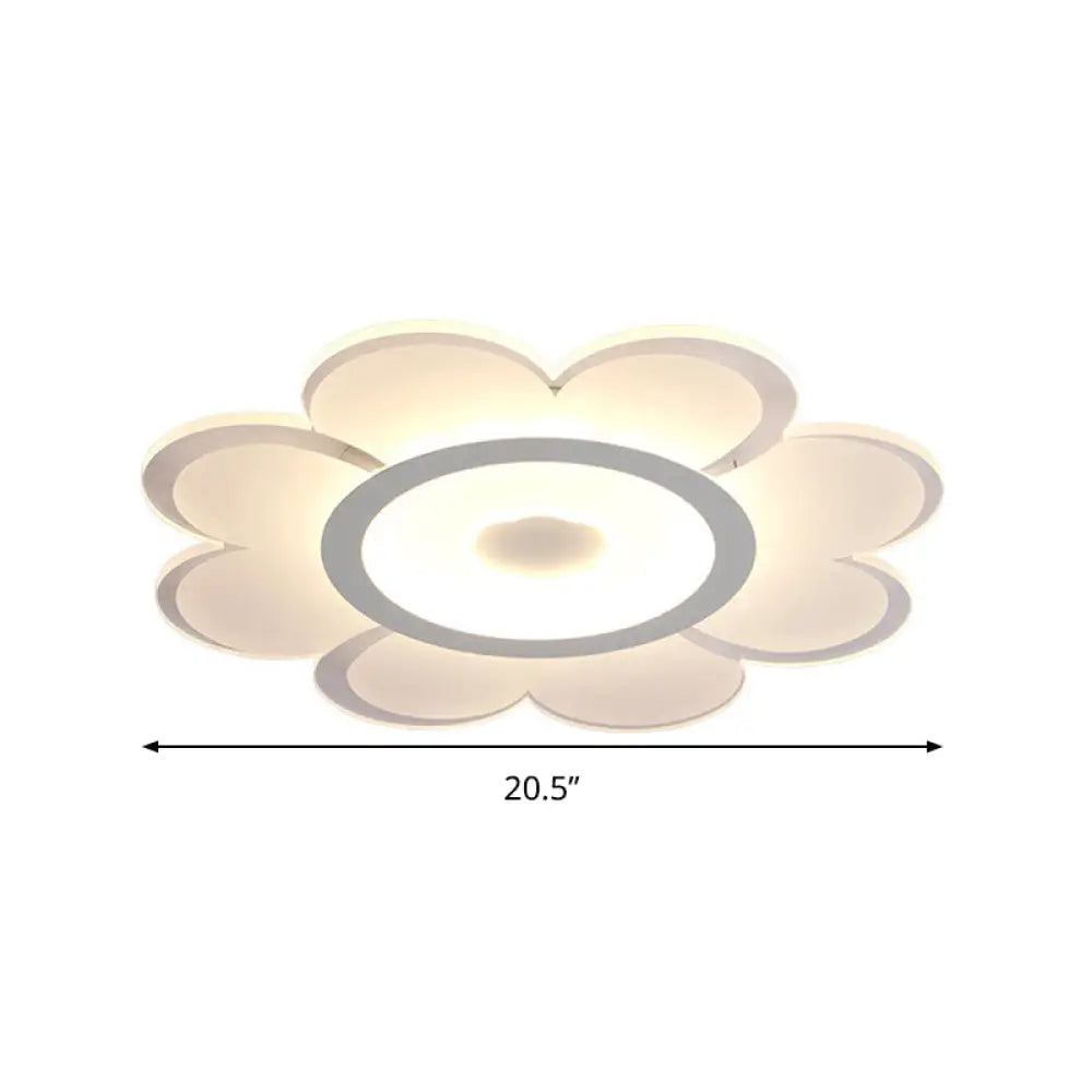 Contemporary Led Acrylic Flushmount Ceiling Lamp - White Flower Design Stepless Remote Dimming