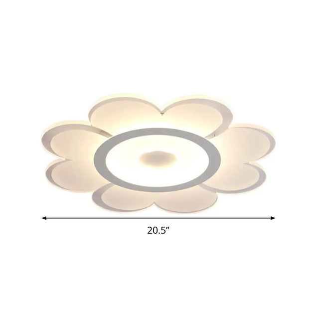 Contemporary Led Acrylic Flushmount Ceiling Lamp - White Flower Design Stepless Remote Dimming