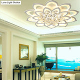 Contemporary Led Acrylic Flushmount Ceiling Light With Crystal Drop In Warm/White - 27’/31.5’ W