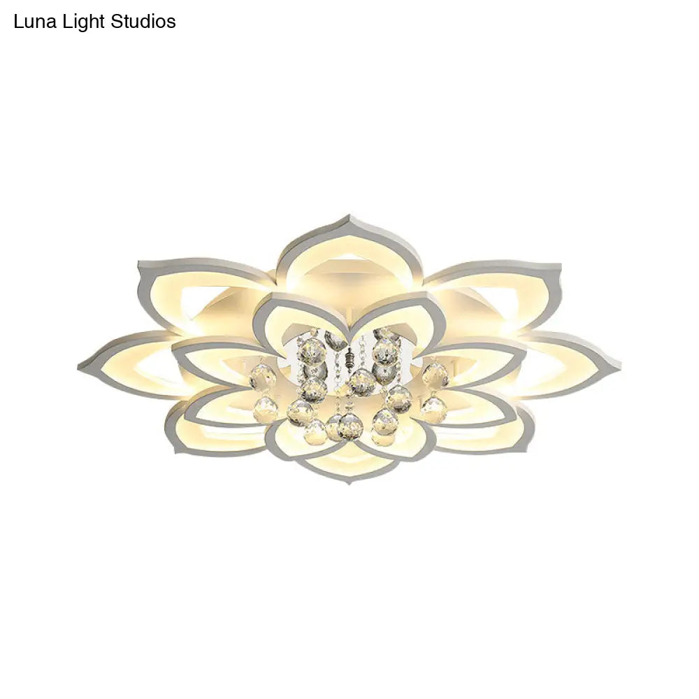 Contemporary Led Acrylic Flushmount Ceiling Light With Crystal Drop In Warm/White - 27’/31.5’ W
