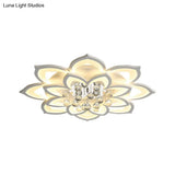 Contemporary Led Acrylic Flushmount Ceiling Light With Crystal Drop In Warm/White - 27’/31.5’ W