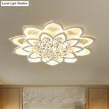 Contemporary Led Acrylic Flushmount Ceiling Light With Crystal Drop In Warm/White - 27’/31.5’ W