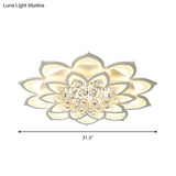 Contemporary Led Acrylic Flushmount Ceiling Light With Crystal Drop In Warm/White - 27’/31.5’ W