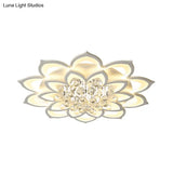 Contemporary Led Acrylic Flushmount Ceiling Light With Crystal Drop In Warm/White - 27’/31.5’ W