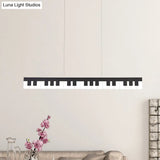 Contemporary Led Acrylic Pendant Ceiling Light In White/Black Piano Key Shape - 3 Options